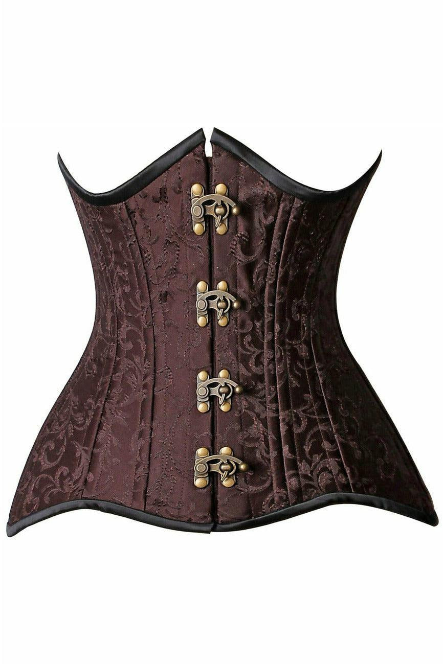 Top Drawer CURVY Brocade Double Steel Boned Under Bust Corset - Daisy Corsets