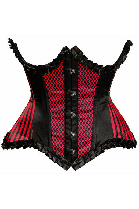 Top Drawer Red Burlesque Underwire Curvy Cut Waist Cincher Corset