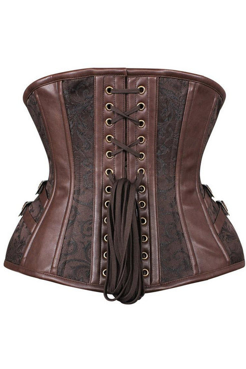 Top Drawer Brown Brocade Steampunk Steel Boned Underbust Corset