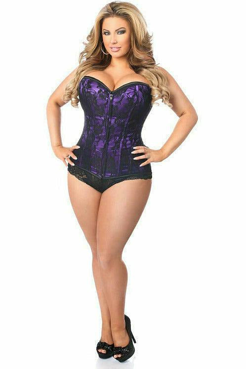 Lavish Purple Lace Front Zipper Corset - Daisy Corsets