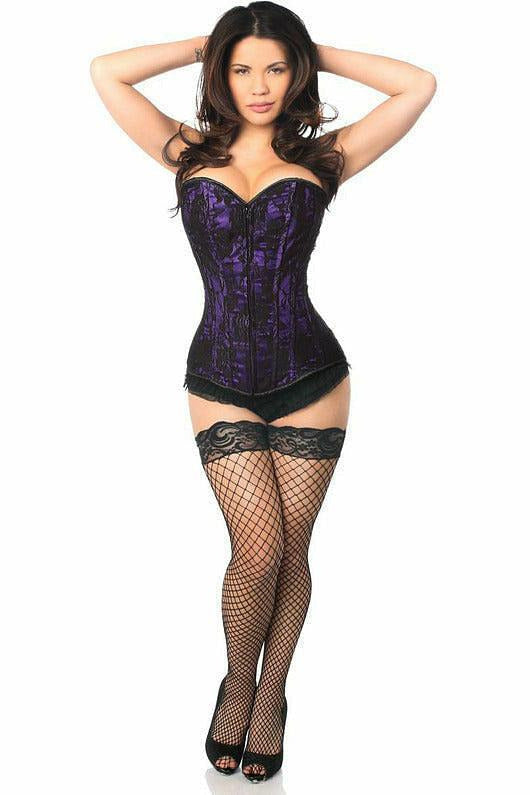 Lavish Purple Lace Front Zipper Corset - Daisy Corsets