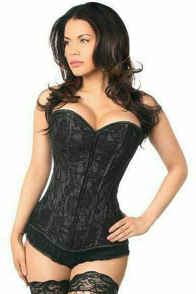 Lavish Black Lace Front Zipper Corset - Daisy Corsets