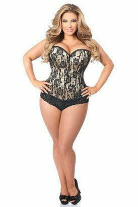 Lavish Tan Lace Front Zipper Corset - Daisy Corsets