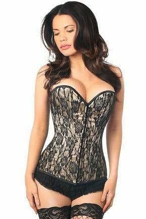 Lavish Tan Lace Front Zipper Corset - Daisy Corsets