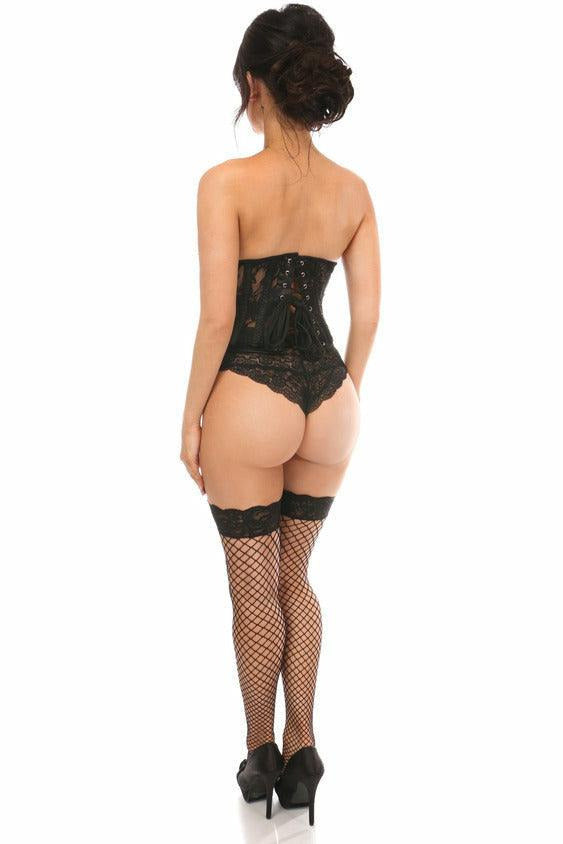 Lavish Sheer Black Lace Open Bust Underwire Short Underbust Corset - Daisy Corsets