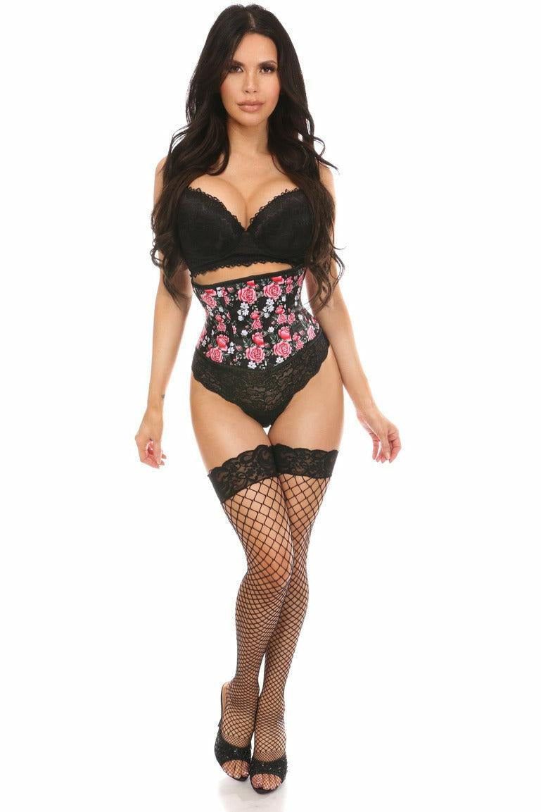 Lavish Pink Roses Mini Cincher - Daisy Corsets