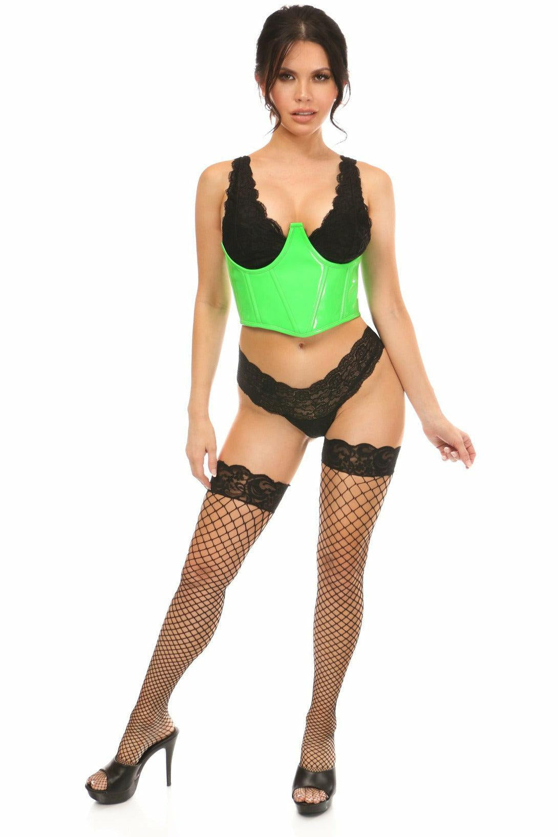 Lavish Neon Green Patent Open Cup Underwire Waist Cincher - Daisy Corsets