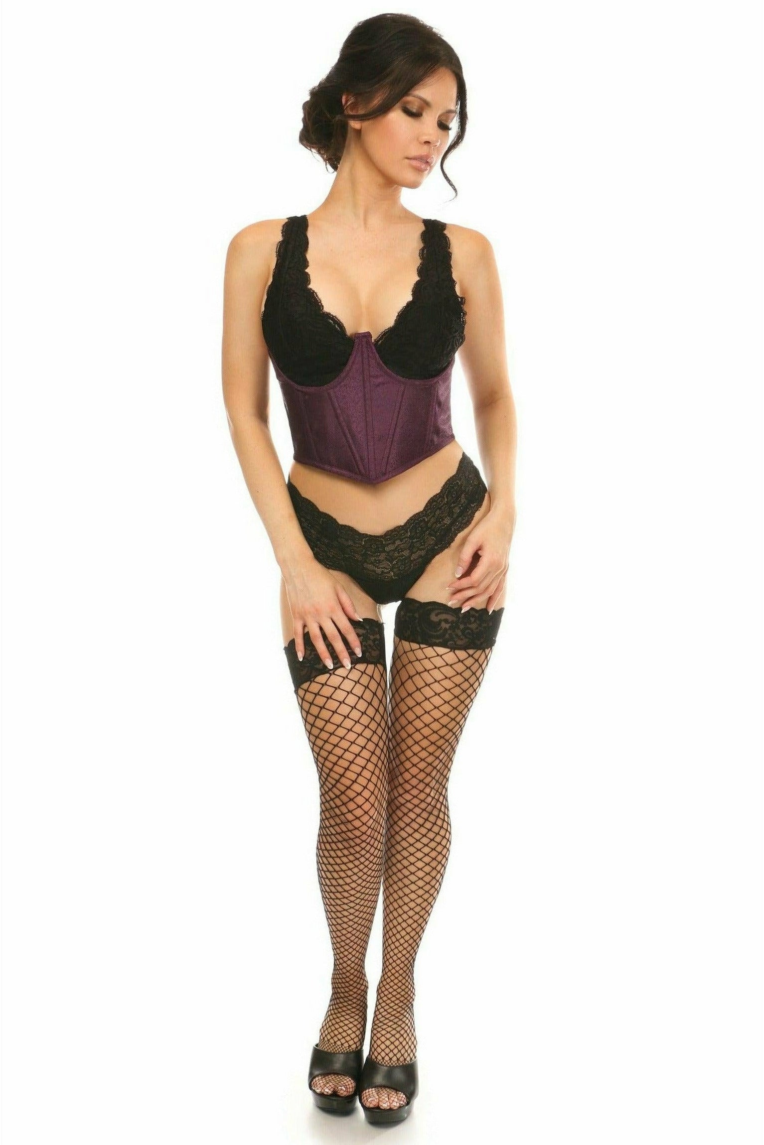 Lavish Plum Brocade Open Cup Waist Cincher - Daisy Corsets