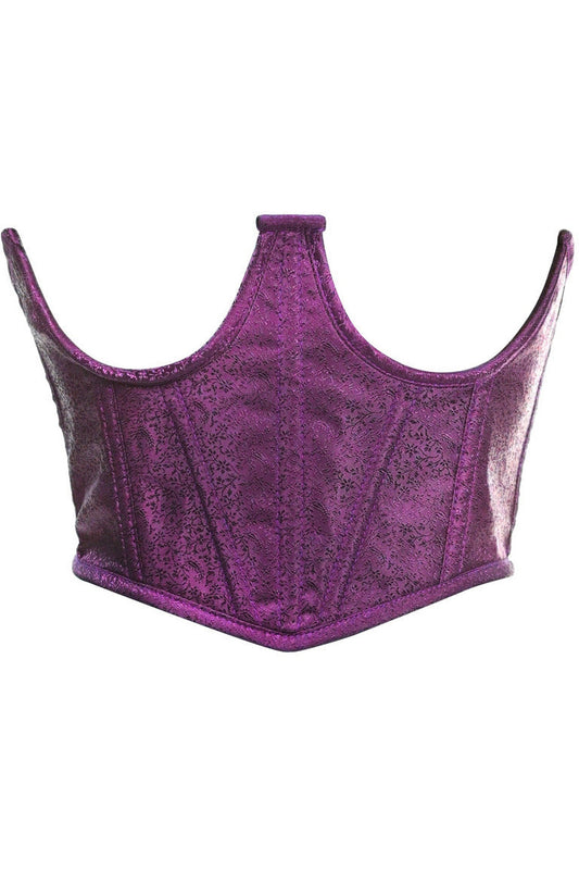 Lavish Plum Brocade Open Cup Waist Cincher