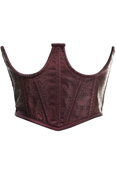 Lavish Dark Brown Brocade Open Cup Waist Cincher