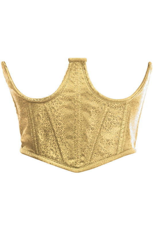 Lavish Gold Brocade Open Cup Waist Cincher