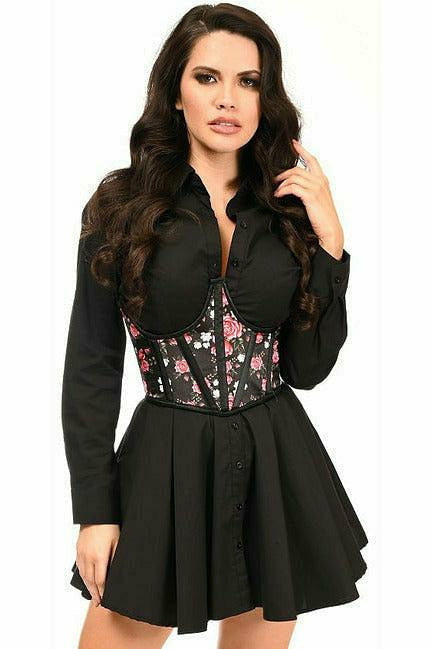 Lavish Floral Satin Open Cup Waist Cincher - Daisy Corsets