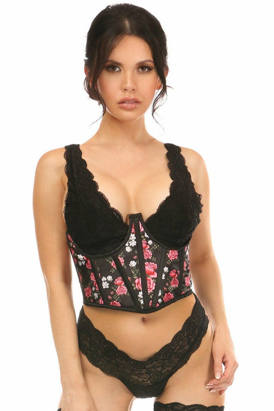 Lavish Floral Satin Open Cup Waist Cincher - Daisy Corsets