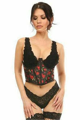 Lavish Red Roses Satin Open Cup Waist Cincher - Daisy Corsets