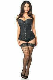 Lavish Black Brocade Corset - Daisy Corsets