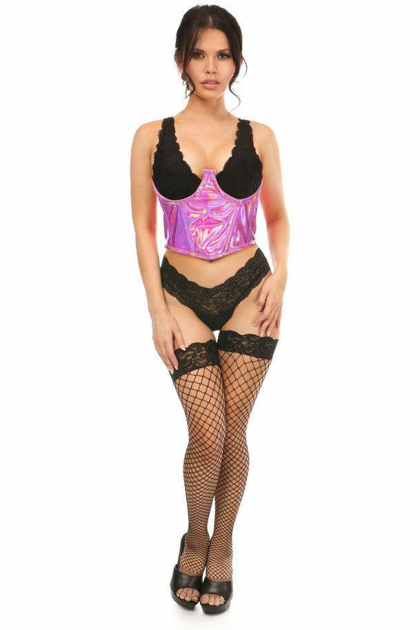 Lavish Fuchsia Holo Open Cup Underwire Waist Cincher - Daisy Corsets