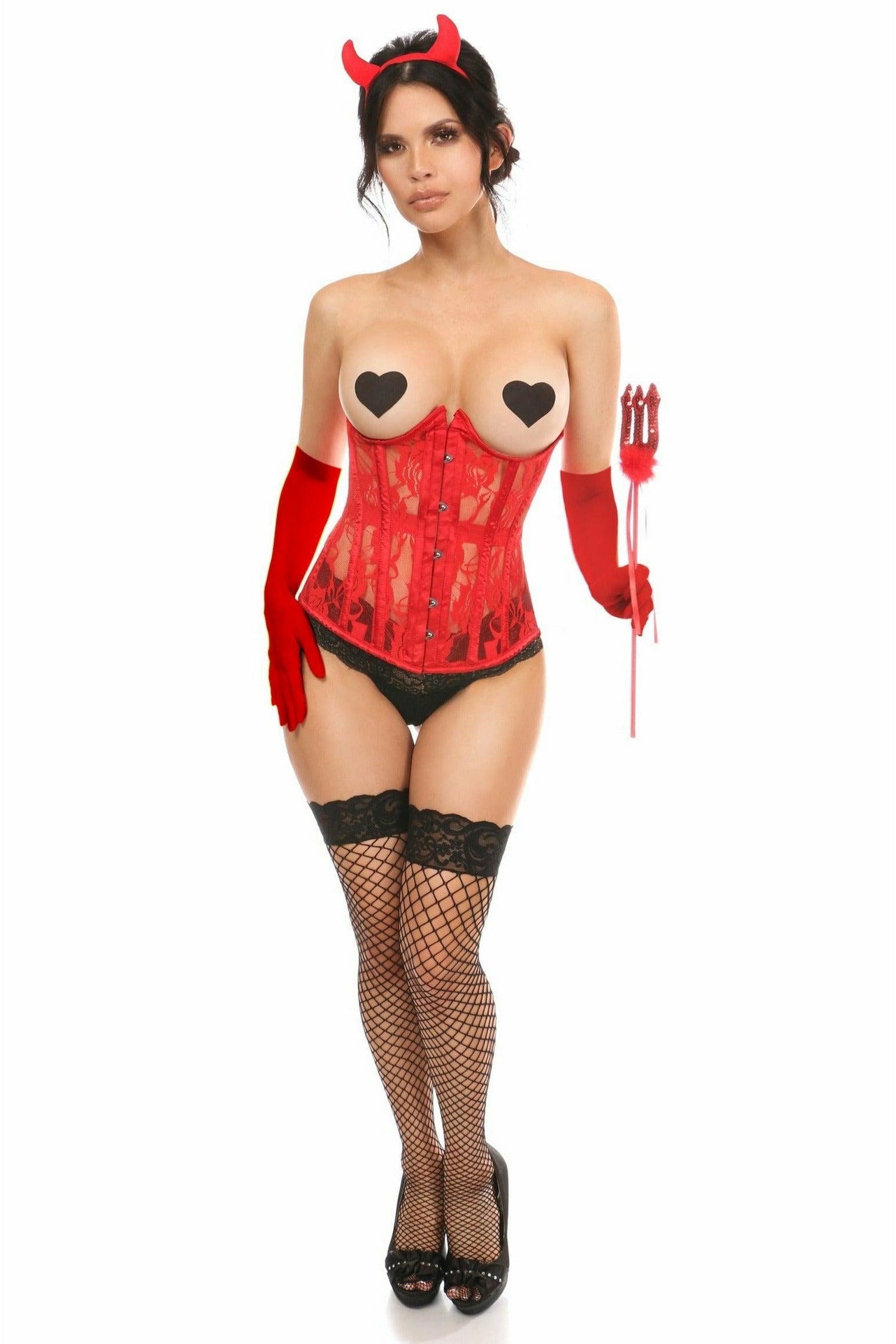 Lavish 4 PC Sexy Red Devil Corset Costume - Daisy Corsets