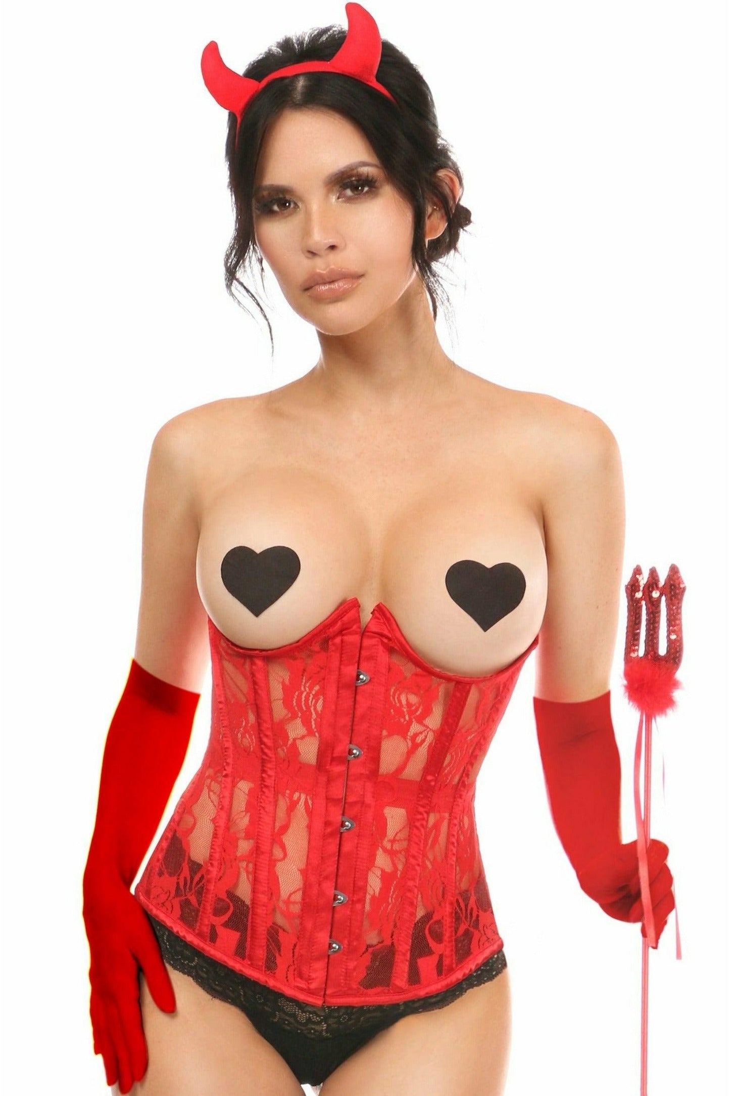 Lavish 4 PC Sexy Red Devil Corset Costume - Daisy Corsets