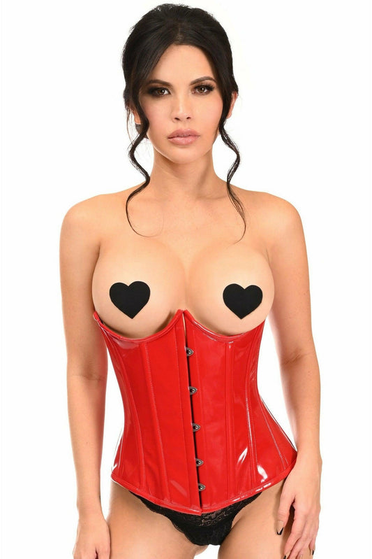 Lavish Red Patent PVC Underwire Underbust Corset - Daisy Corsets