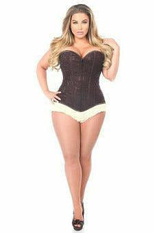 Lavish Dark Brown Lace Overbust Corset w/Zipper - Daisy Corsets