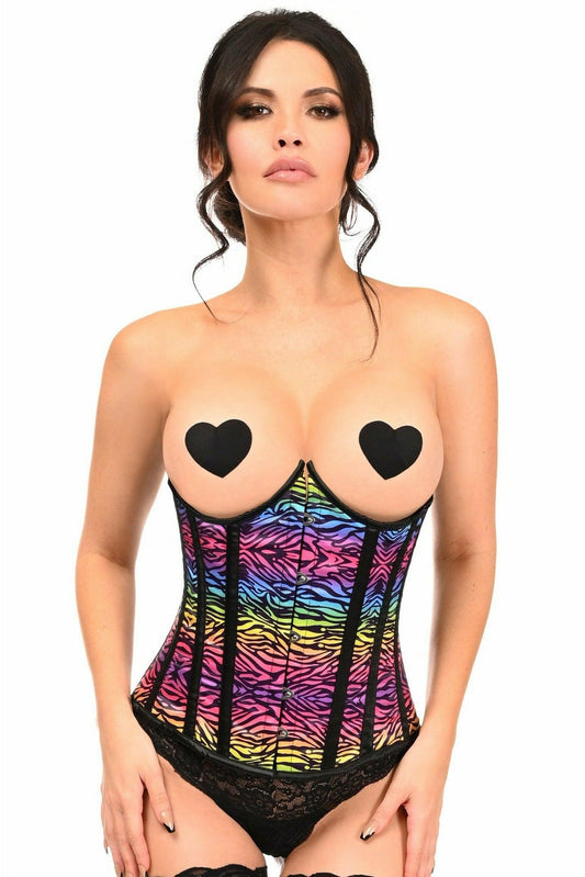 Lavish Rainbow Print Underwire Open Cup Underbust Corset - Daisy Corsets