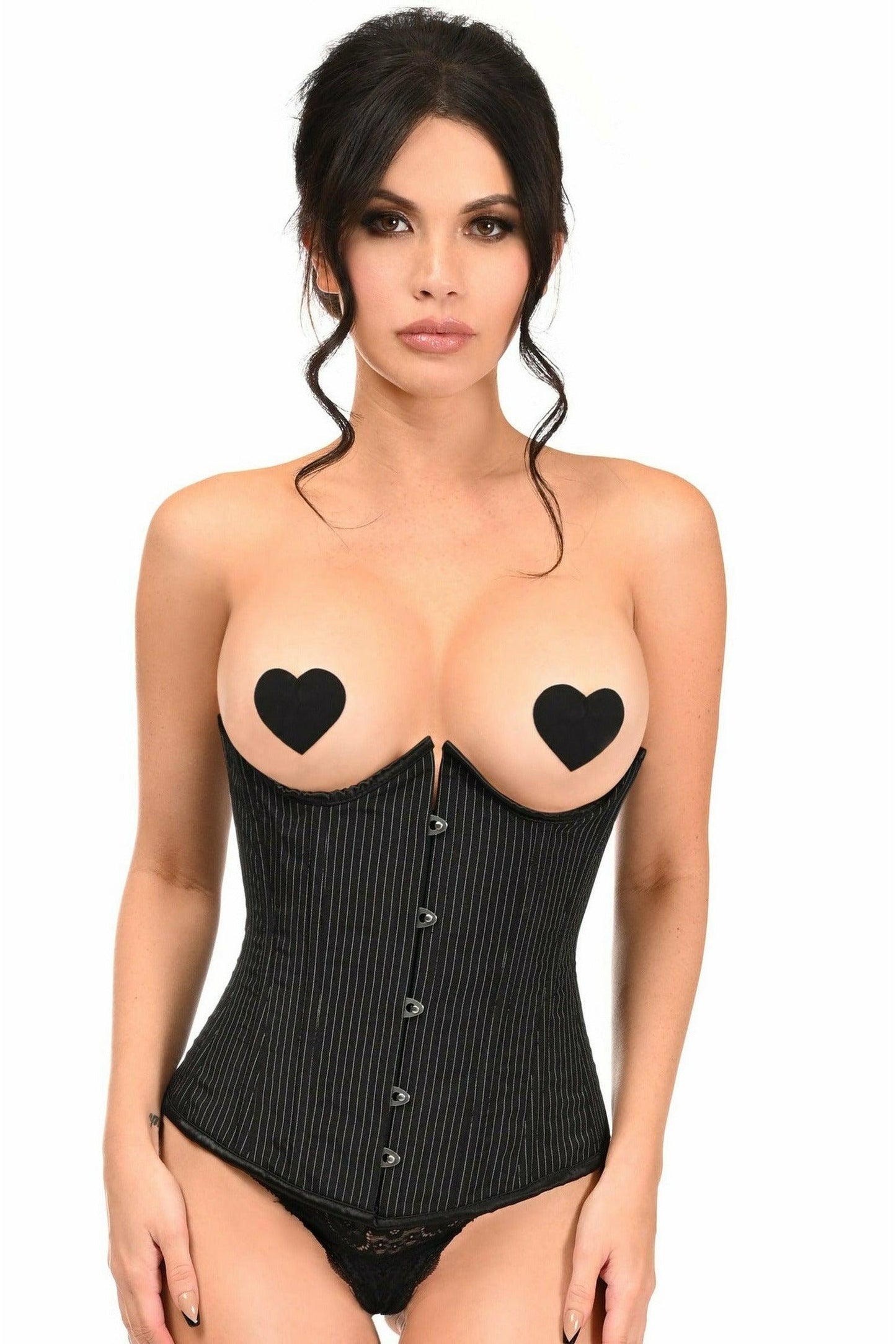 Lavish Pinstripe Underwire Open Cup Underbust Corset - Daisy Corsets