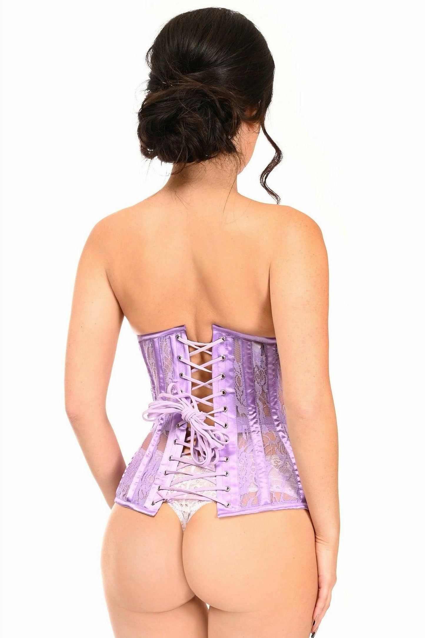 Lavish Lavender Sheer Lace Underwire Open Cup Underbust Corset - Daisy Corsets