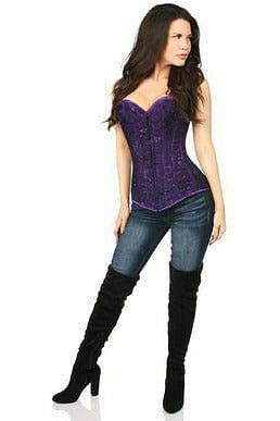 Lavish Dark Purple Lace Overbust Corset w/Zipper - Daisy Corsets