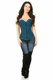 Lavish Dark Teal Lace Overbust Corset w/Zipper - Daisy Corsets