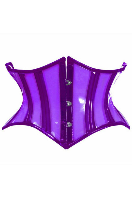 Lavish Clear Purple Curvy Cut Mini Cincher Corset