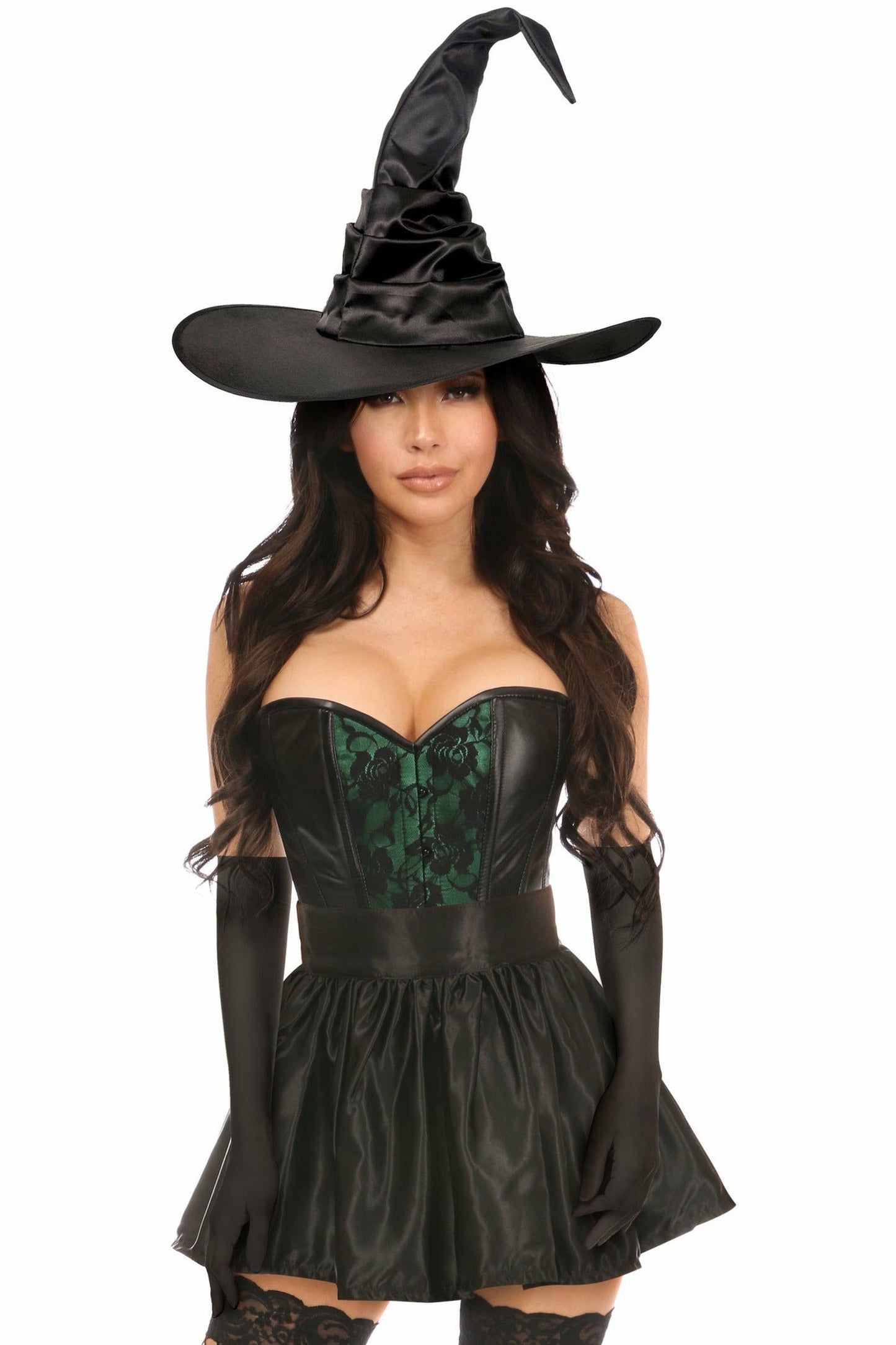 Lavish 4 PC Green Lace Witch Corset Costume