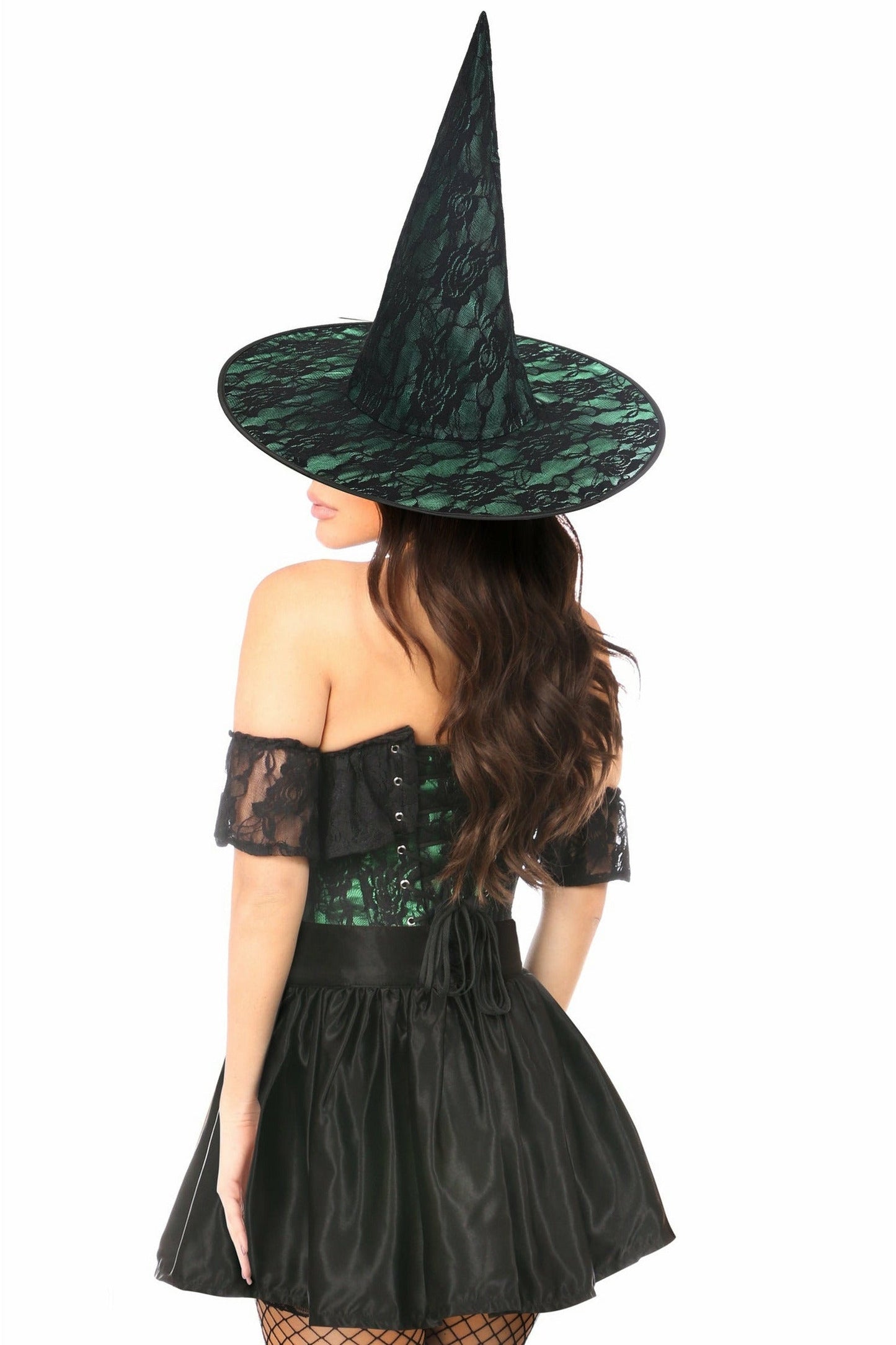 Lavish 3 PC Green Lace Off The Shoulder Witch Corset Costume