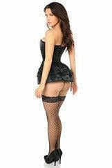 Lavish Black Satin Corset w/Removable Snap on Skirt - Daisy Corsets