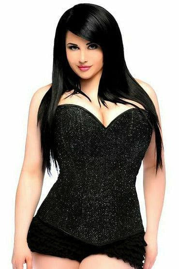 Lavish Black Glitter Side Zipper Corset - Daisy Corsets