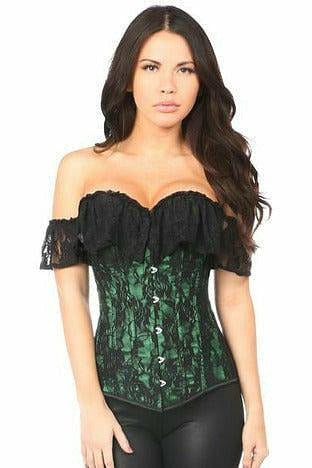 Lavish Green Lace Off-The-Shoulder Corset - Daisy Corsets