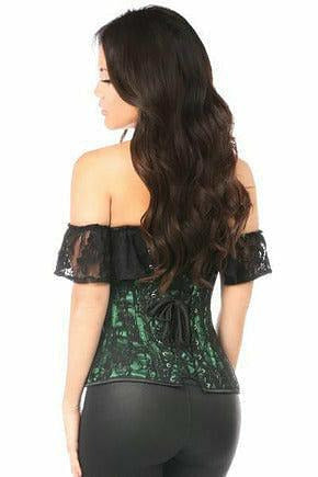 Lavish Green Lace Off-The-Shoulder Corset - Daisy Corsets