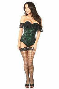 Lavish Green Lace Off-The-Shoulder Corset - Daisy Corsets