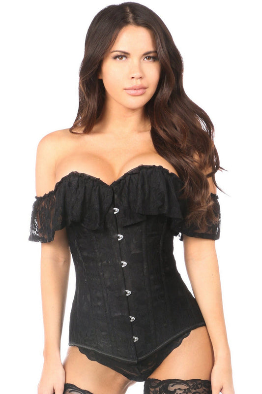 Lavish Black Lace Off-The-Shoulder Corset