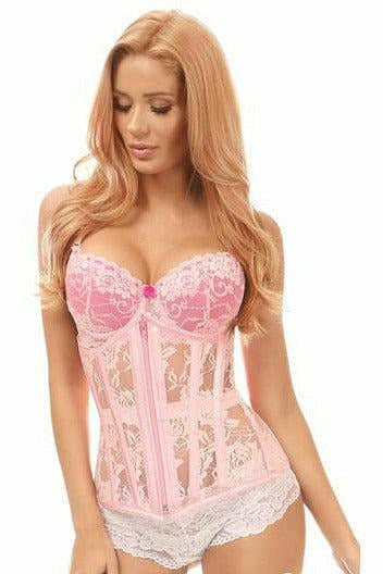 Lavish Lt Pink Sheer Lace Under Bust Corset - Daisy Corsets