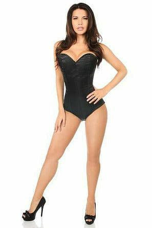 Lavish Black Satin Corset Romper - Daisy Corsets