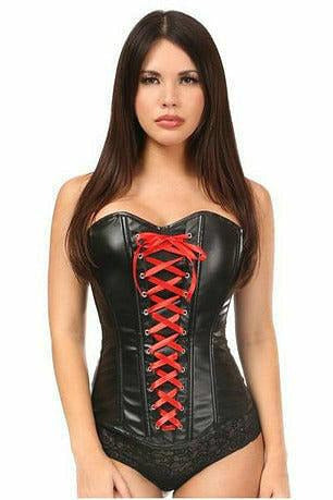 Lavish Wet Look Faux Leather Lace-Up Over Bust Corset - Daisy Corsets