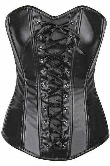 Lavish Wet Look Faux Leather Lace-Up Over Bust Corset - Daisy Corsets