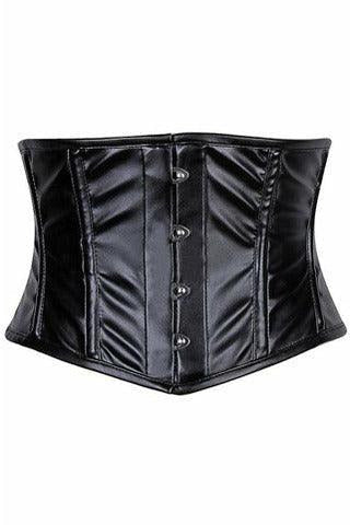 Lavish Black Wet Look Waist Cincher Corset - Daisy Corsets