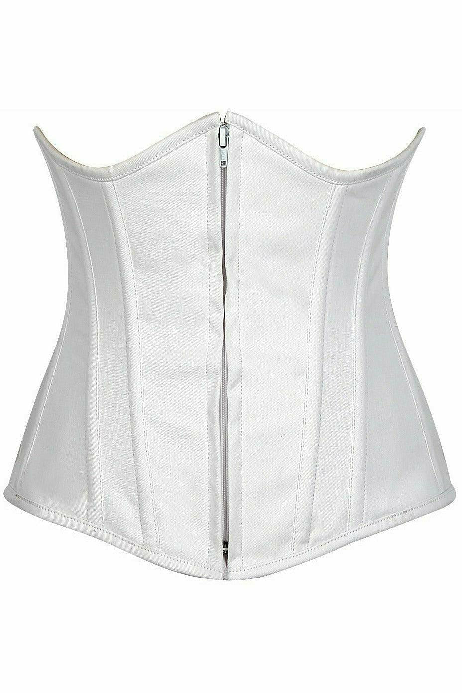 Lavish White Cotton Underbust Corset - Daisy Corsets