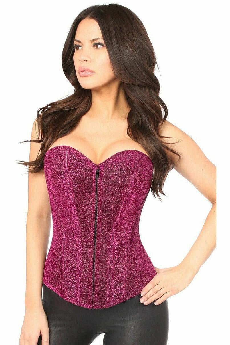 Lavish Fuchsia Glitter Front Zipper Corset - Daisy Corsets