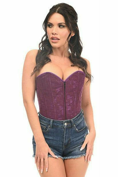 Lavish Magenta Lace Overbust Corset w/Zipper - Daisy Corsets