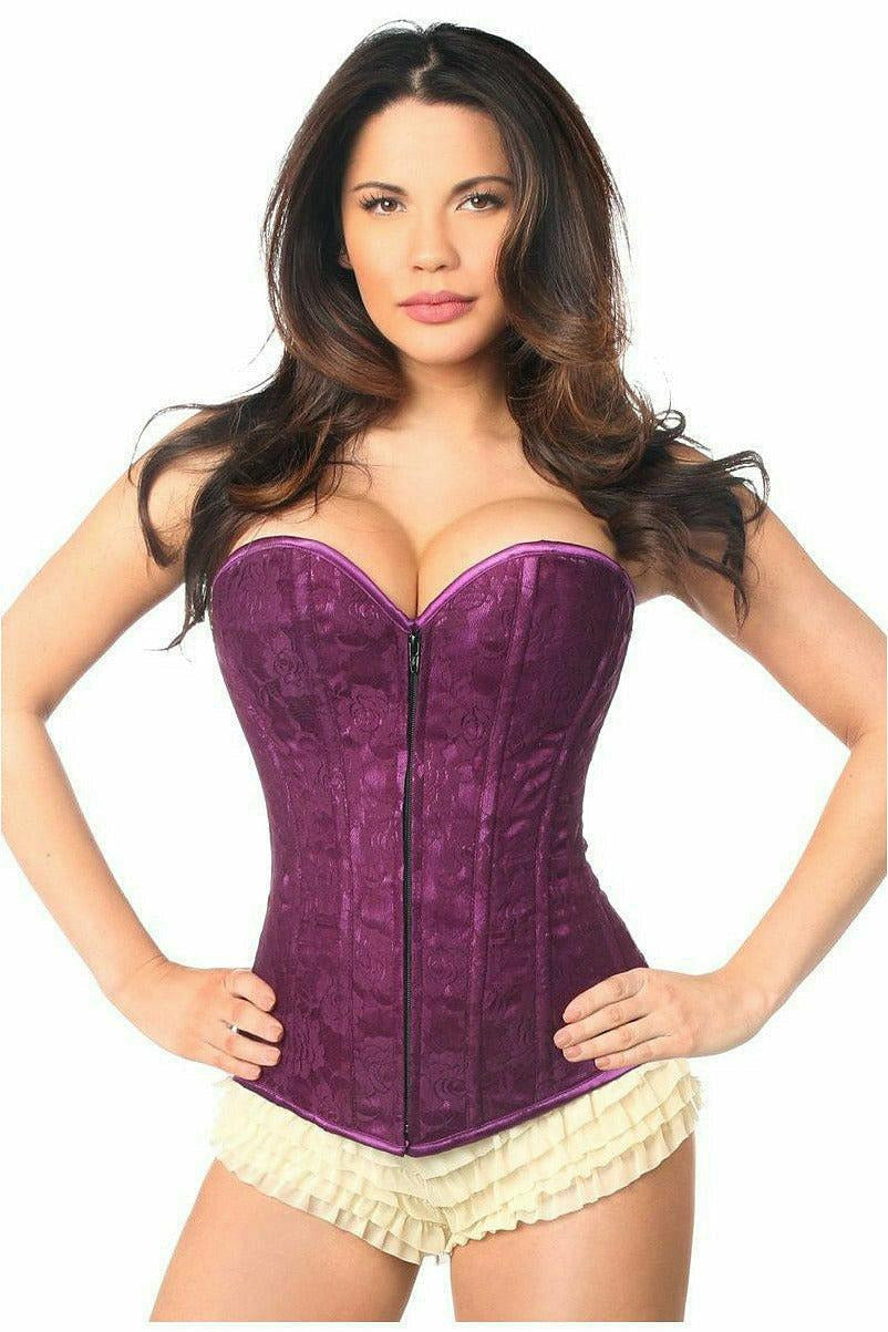 Lavish Magenta Lace Overbust Corset w/Zipper - Daisy Corsets