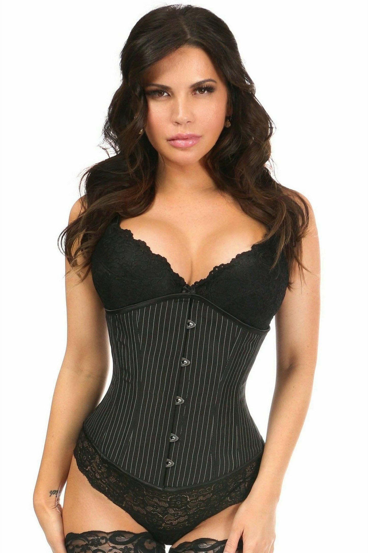 Lavish Pinstripe Underbust Corset - Daisy Corsets