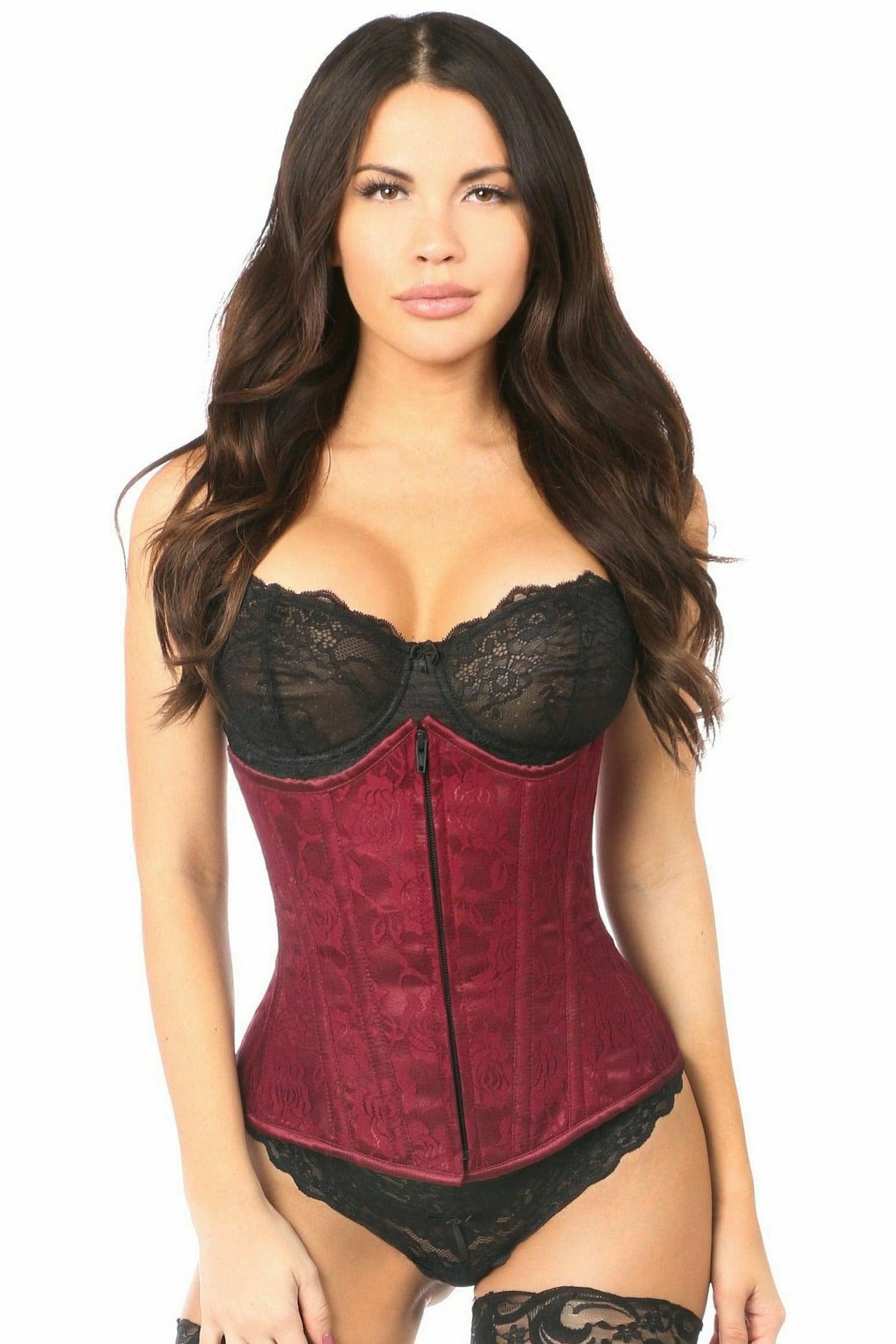 Lavish Wine Lace Underbust Corset - Daisy Corsets