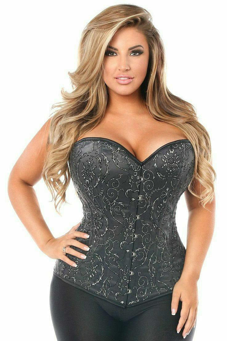 Top Drawer Elegant Black Embroidered Steel Boned Corset - Daisy Corsets